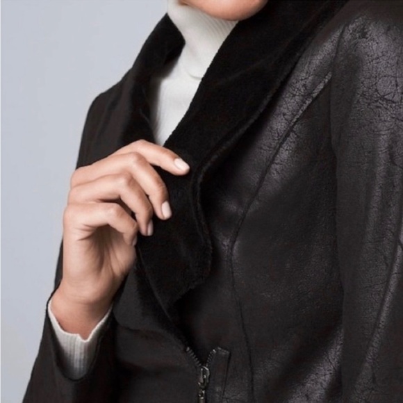 White House Black Market Asymmetrical Zip LS Shearling Moto Blazer Jacket, XXS - Picture 11 of 11